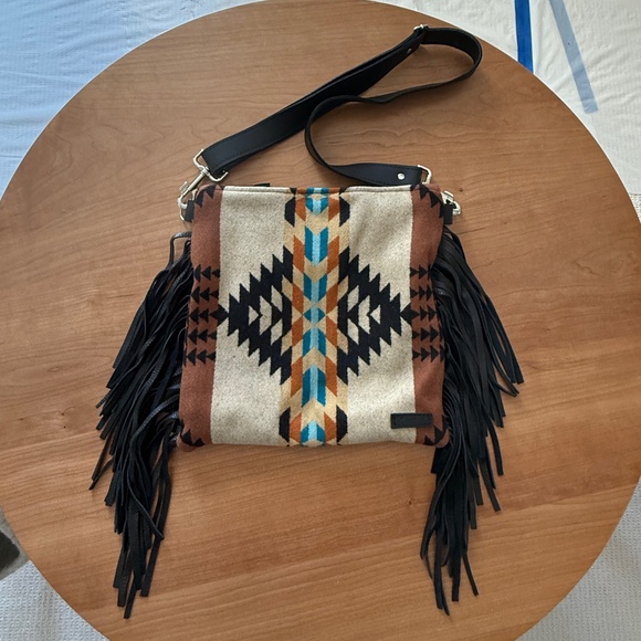 Mercy Grey Fringe Crossbody Purse with Pendleton Wool - Picture 3 of 7